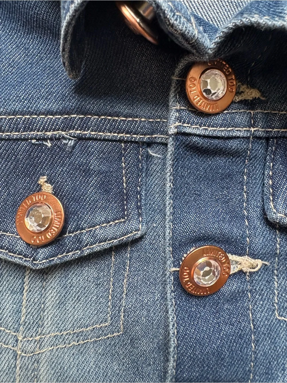 Limited Too Girls Blue Denim Button Vest